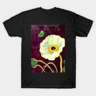 CREAM POPPY WITH PURPLE BACKGROUND T-Shirt